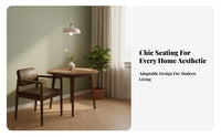 Woven Seat Side Chair Sturdy Wood Frame Dining Seating Ergonomic Rearrest Comfortable for Apartment Dwellers