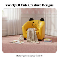 2 Pieces Crown-Shaped Chair with Footrest Matching Ottoman for Toddlers, Parents