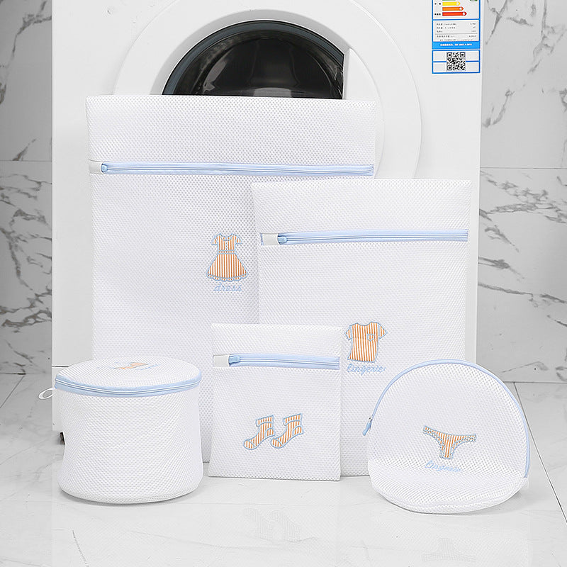 Embroidered Thickened Sandwich Mesh Laundry Bag for Delicates