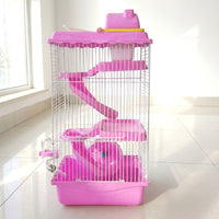 Castle Hamster Cage and Multi-Level Hamster Habitat, Three-Layer Modern Style Dwarf Animal Travel Carrier Habitat with a Solid Foundation