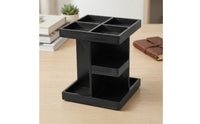 Tiered Rotating Cosmetic Organizer 360-Degree Rotating Makeup Organizer Easy Access Natural Finish for Women, Bathroom Counter