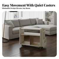 2-Tier Rolling Side Table Multi-Purpose 2-Tier Rolling Trolley for Small Areas