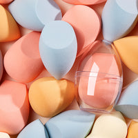 HAPPY MAKEUP Soft Makeup Sponge Blender Set with Storage Case/Holder, Wet & Dry Use, Non-Powder-Absorbing