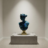 Blue Resin Bust Statue Polyresin Finish Blue Deity Bust Classical Design