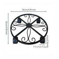 Round Plant Trolley Movable Metal Plant Stand with Wheels Sturdy for Balcony