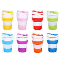 Collapsible Silicone Travel Mug with Lid - Portable & Reusable Coffee Cup for Outdoor Activities