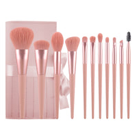 Pink Peach Makeup Brush Set for Beginners - Blush, Powder, Eyeshadow, Eyeliner, Concealer Brushes