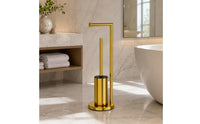 Bathroom Tissue Holder with Brush Gold Finish Bathroom Organizer Anti-Slip Base