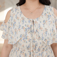 Summer Dress for Plus Size Women with Off Shoulder Neckline, Floral Midi in Sheer Fabric for Casual Wear