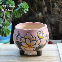 Hand-Painted Ceramic Succulent Planter Pot with Breathable Design