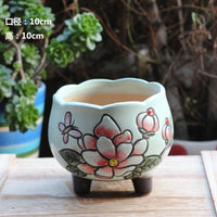 Hand-Painted Ceramic Succulent Planter Pot with Breathable Design