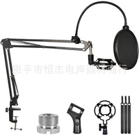 Microphone Suspension Boom Scissor Arm Stand with Pop Filter and Mount for Yeti Snowball Recording Streaming