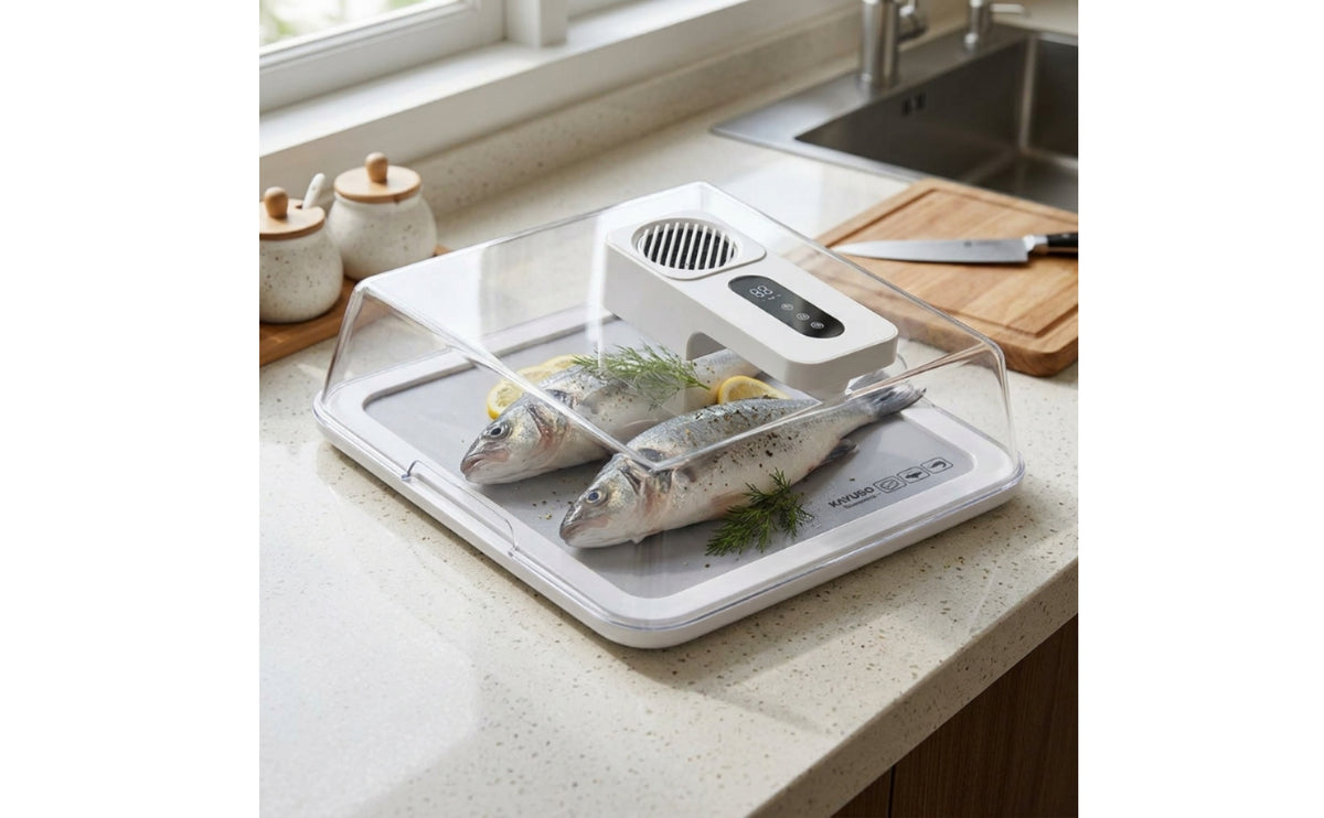 Rechargeable Defrosting Tray with Cover Quick Thaw Rapid Thawing Plate with Dome Easy to Clean Defroster Aluminum for Home Cooks, Meal Prep, Kitchen Countertop