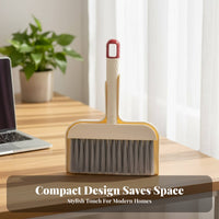 Small Broom and Dustpan Set High Density Bristles Fine Dust for Desk