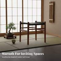 Woven Top Wooden Stool Handwoven Backless Woven Stool Multi-Purpose for Tea Room