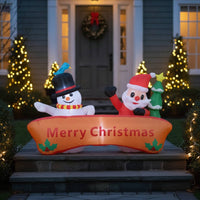 Santa and Snowman Inflatable Outdoor Snowman Inflatable Yard Decoration Three-Dimensional 6-Foot for Storefront