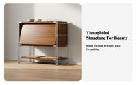 Modernist Design Sideboard Versatile Use Vinyl Record Storage Cabinet Solid Steel Frame Living Room Side Cabinet for Entryway