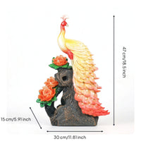 Peacock Figurine Detailed Tabletop Ornament Carved Peacock Statue for Art Collectors, Living Room