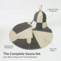 Wool Sauna Hat Set for Steam Bath, Sweat Absorbing Sauna Cap for Men Women, Heat #variant:Sauna Hat Set - Grey with White