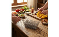 Stainless Steel Taco Shell Fryer Basket Long Handle Taco Fryer with 8 Slots Heavy Duty V-Shaped Frying Basket Commercial Grade for Chefs, Home Cooks, Deep Fryers