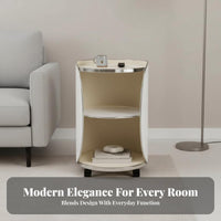 Wheeled Side Table Minimalist aesthetic Cylindrical Rolling Cabinet Space Saving