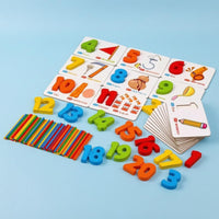 Printed Cards Montessori Math Set Raised Numbers Arithmetic Math Kit Colorful Wooden Number Toy Hands-on for Children