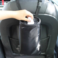 Hanging Car Trash Bag Soft-Sided Foldable Car Trash Pouch Polyester