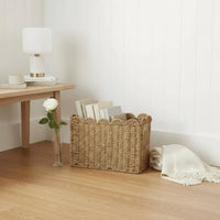 Paper Rope Magazine Basket Decorative Woven Magazine Holder Space-Saving Paper Rope Book Basket for Office