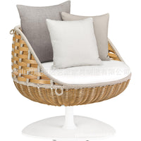 Outdoor Wicker Swing Chair with Canopy, Double Rattan Hanging Basket for Balcony Garden Patio