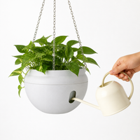 Matte Hanging Planter, Tapered Hanging Pot with Drainage Hole, Lightweight Hanging Basket with Chain for Indoor Outdoor Plants
