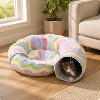 Kitten Tunnel Nest Enclosed Design Kitten Cave Bed Comfortable for Indoor