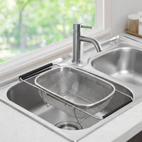 Dish Drainer and Sink Strainer with Draining Board, 304 Stainless Steel Cutlery Holder, Space Saving Kitchen Sink Basket for Drying Dishes