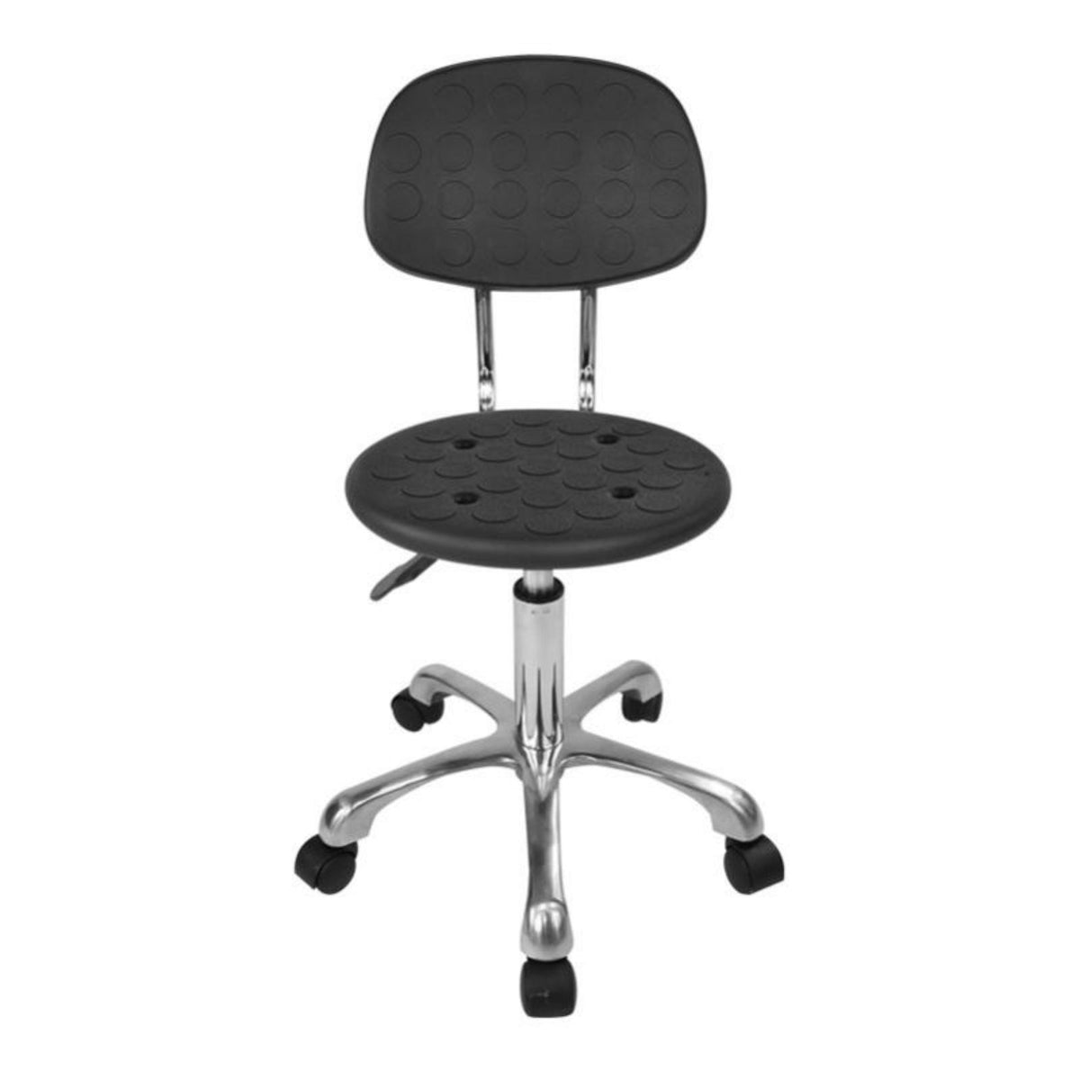 Anti-Static Wheeled Stool Adjustable Height Rolling Chair Ergonomic Backrest