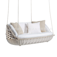 Outdoor Wicker Swing Chair with Canopy, Double Rattan Hanging Basket for Balcony Garden Patio