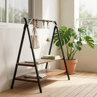 Foldable Rack with Hooks Triangular Outdoor Storage Rack with Shelves Lightweight Furniture for Campers, Backpackers, Patio