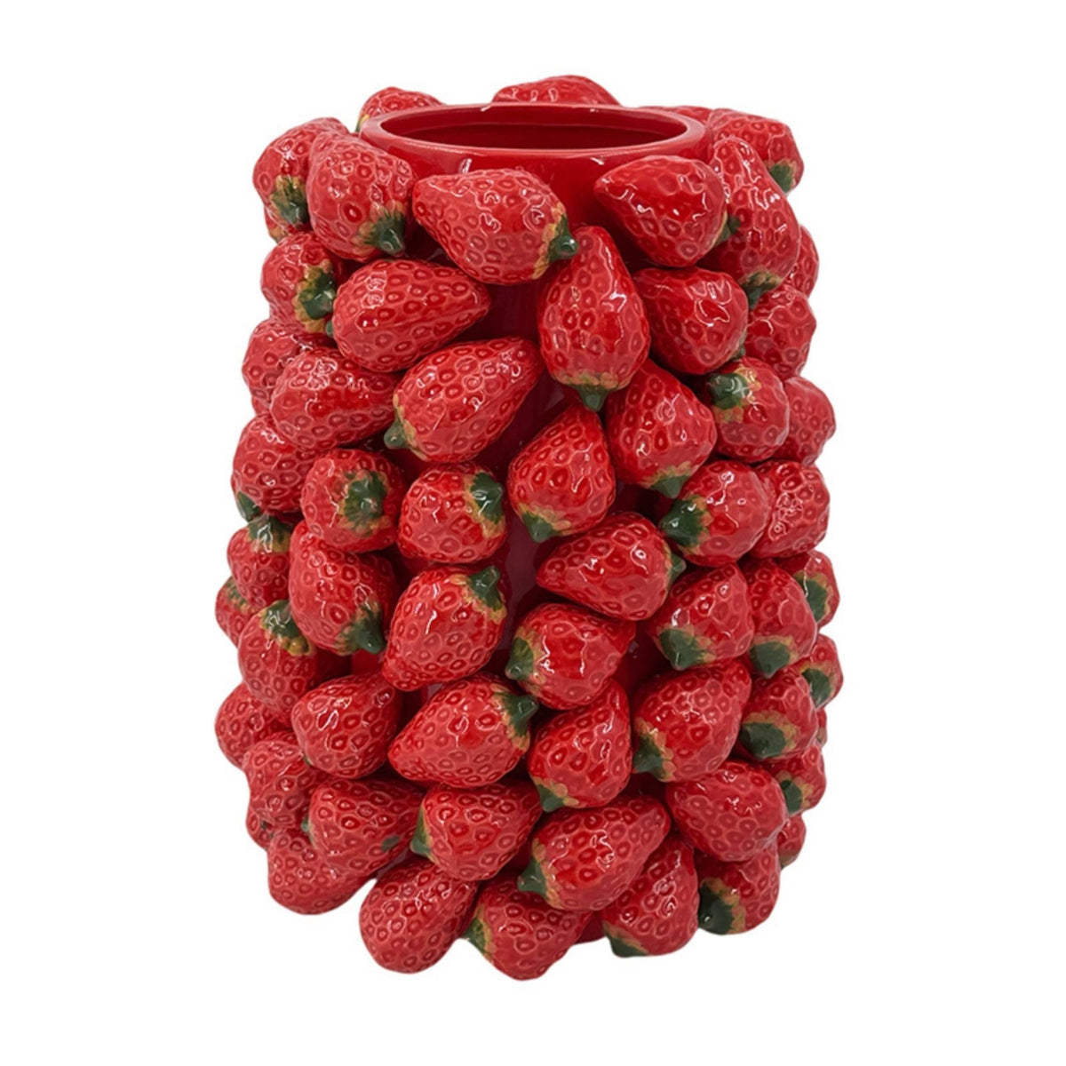Strawberry-Shaped Vase Glossy Strawberry Vase Whimsical for Home Decor, Tabletop