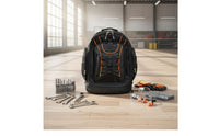 Large Capacity Electrician Tool Backpack Wear-Resistant Molded Base Tool Backpack Multi-Pocket for Electricians, Technicians, Contractors, Jobsite