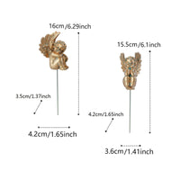 2 Pieces Bronze Cherub Stake Holiday Gift Cherub Garden Stake for Courtyard