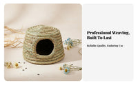 Natural Material Woven Grass Pet Hut Multi-Use Woven Grass Pet Hut Comfortable Handwoven Pet Nest Breathable for Rabbit Owners, Hutch, Aviary, Indoor, Playpen