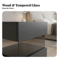 Suspended-Top Bedside Cabinet Minimalist Design Nightstand Levitating Visual Effect Design Space-Saving for Adults, Small Areas