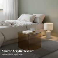Mirrored Side Table Minimalist Design Mirrored Cube Stand Geometric Shape Multi-Functional for Homeowners, Bedroom, Photo Studio