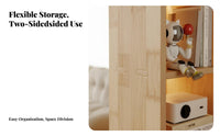 Natural Wood Look Double-Sided Cubby Bookshelf Strong Load-Bearing Multi-Tier Shelving Unit Interlocking Joinery Room Divider Modular Design for Book Lovers, Homeowners, Office Workers, Entryway, Bedroom, Playroom