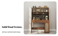 Foldable Dining Table Cabinet Multi-Functional Sideboard with Folding Table Solid Wood Construction Multifunctional Dining Sideboard for Living Room