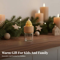 Christmas Tree Glass Jar Small Size Baby Tooth Collection Bottle Hair Preservation Jar Wooden Lid for Collectors, Party Gifts