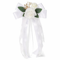 Car Mirror Bow with Streamers Floral Decorations Romantic for Brides
