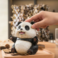 Resin Panda Figurine Cute Sitting Panda Statue Detailed Texture for Presents