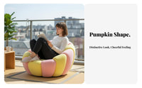 Pumpkin-Shaped Armchair 360° rotate Pumpkin-Shaped Seat with Footstool Soft and Breathable Ergonomic Design for Readers, Bedroom