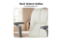 Ergonomic Design Upholstered Highspine-support Desk Chair Creamy aesthetic Aesthetic Adjustable Rolling Task Chair Comfortable padding rotating Seating Padded Armrests for Students, People Working from Home, Study Room, Bedroom