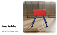 Red Gymnastics Vaulting Horse Kids, Metal Childrens Vaulting Horse for Plyometric Training, Non-Slip Portable Gymnastics Equipment