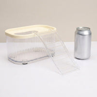 Transparent Hamster Bath and Hamster Sand Bath, Large Hamster Dig Box with Long Ladder and Splash Guard, Digging House for Guinea Pigs